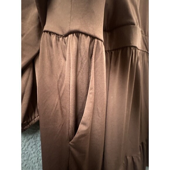 Torrid Dress Womens 3X Brown Long Sleeve V Neck Solid Wrap - Picture 7 of 10